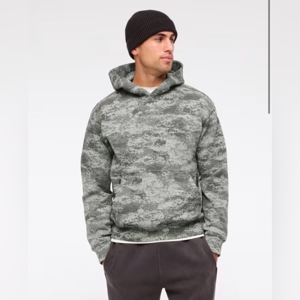 ABERCROMBIE & FITCH YPB neoKNIT MAX‎ Popover Camo Hoodie Sweatshirt Large